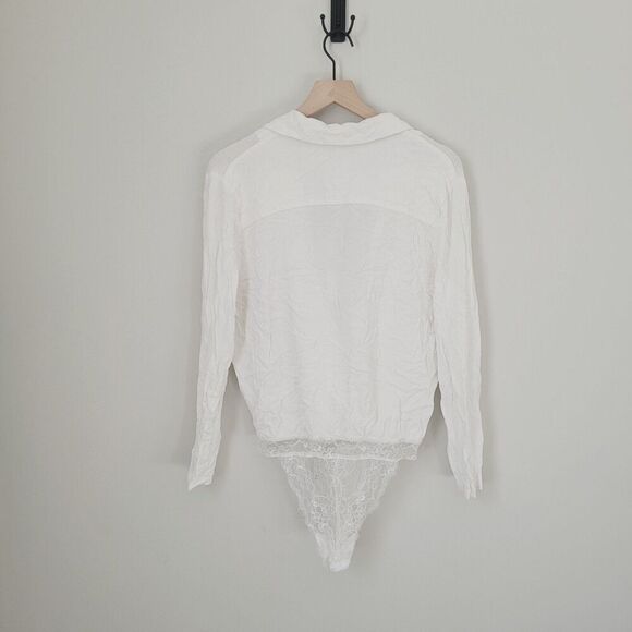 Free People Elsa Bodysuit Top Cream Surplice Neck Size Small - Picture 10 of 12
